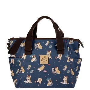 Waterproof Corgi Artist Shoulder Crossbody Convertible Handbag W/ ID Badge Clip